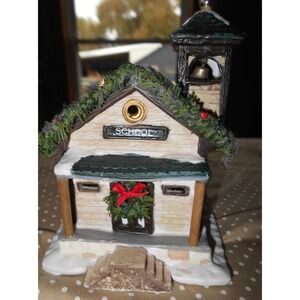 1991 Christmas Valley Collectible Lighted SCHOOL HOUSE Seasonal Specialties VTG